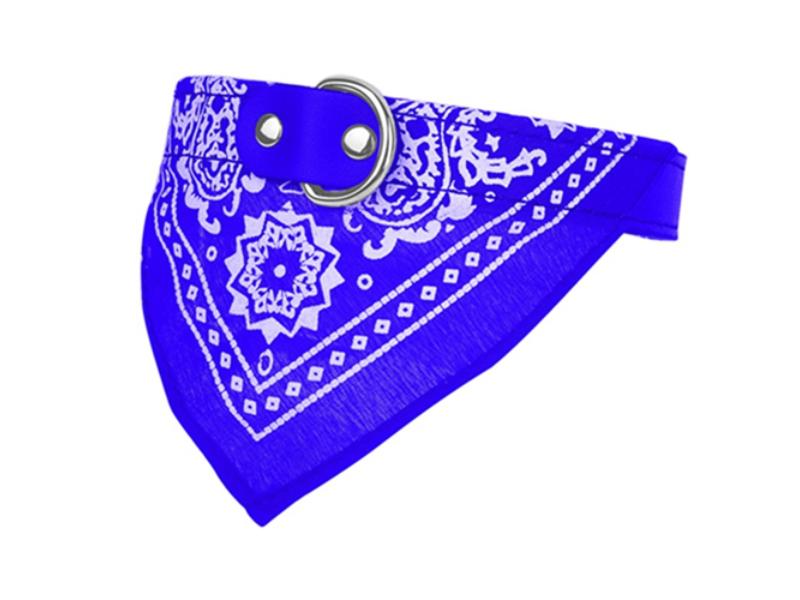 FFF-Blue-L-GPCT1298 Adjustable Bandana Leather Pet Collar Triangle Scarf, Blue - Large