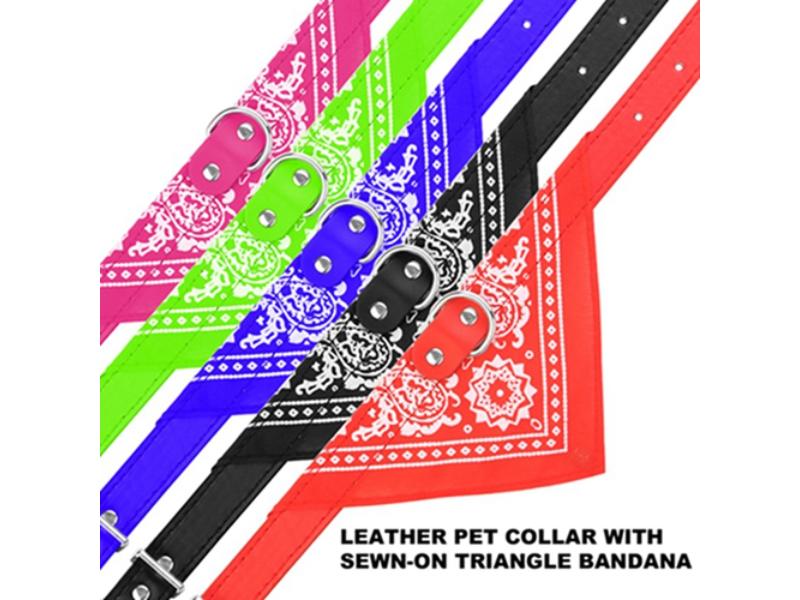 Picture of Fresh Fab Finds FFF-Blue-M-GPCT1298 Adjustable Bandana Leather Pet Collar Triangle Scarf&#44; Blue - Medium