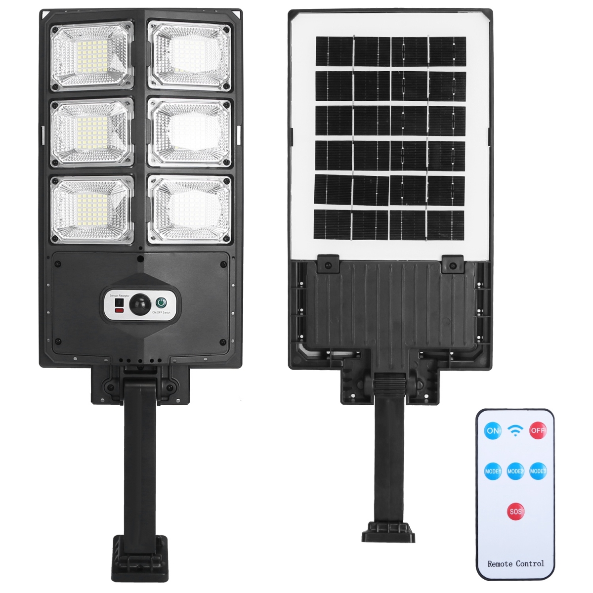 Picture of Fresh Fab Finds FFF-126W-GPCT4040 126W Solar Powered Wall Light 252 LED Beads PIR Motion Sensor Lamp Outdoor IP65 Waterproof with Remote Control for Garage Front Door Garden Pathway&#44; Black