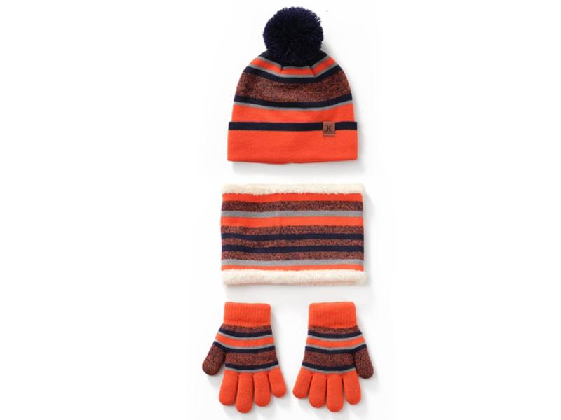 Winter Kids Knitted Boys Girls Winter Warm Beanie Hat & Glove Scarf Set Beanie Neck Warmer Mittens for 4-7-Year-Old Kids, Orange - 3 Piece -  Fresh Fab Finds, FFF-Orange-GPCT4536