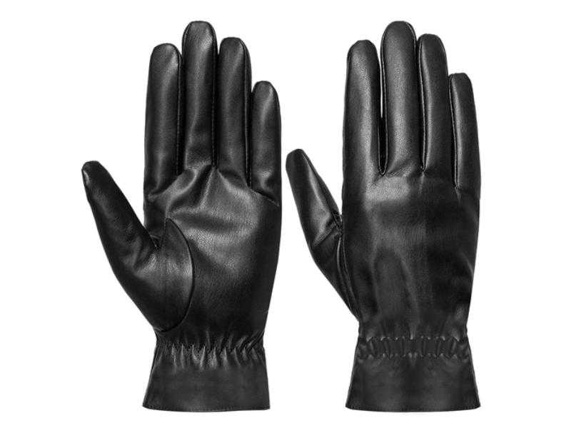 Picture of Fresh Fab Finds FFF-L-BLK-GPCT439 Unisex Leather Outdoor Windproof Soft Cycling Skiing Running Cold Winter Gloves&#44; Black - Large