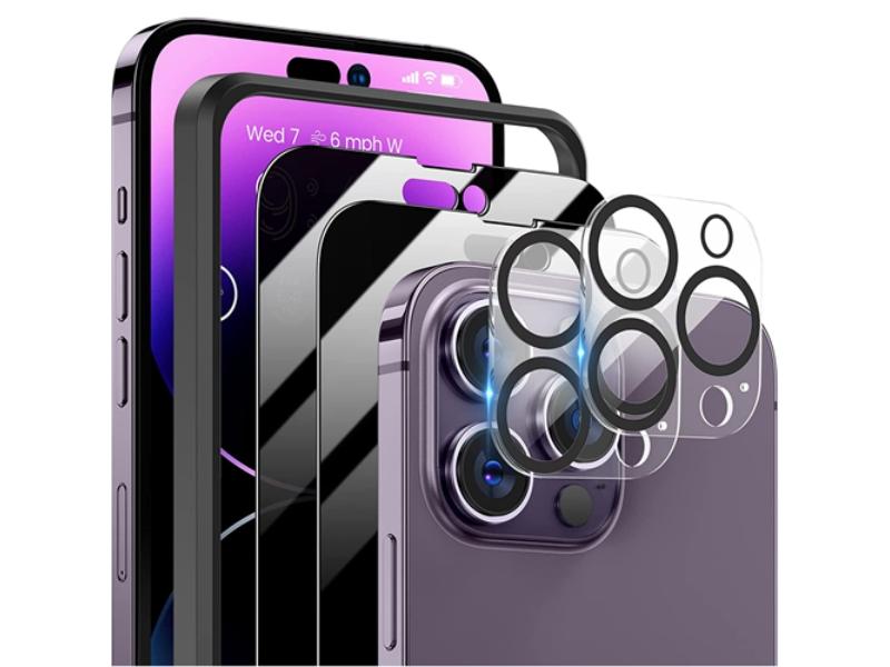 FFF-12Max-GPCT3895 Privacy & Camera Lens Tempered Glass Screen Film Full Coverage Screen Protector for IOS Phone 14-14 Plus-14 Pro-14 Pro - 2 Piece