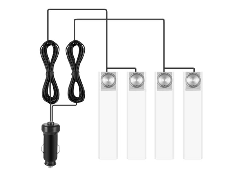 FFF-GPCT293 Car Interior LED Atmosphere Light Car Charger Decorative Lamp DC 12V Blue Light - 4 Piece