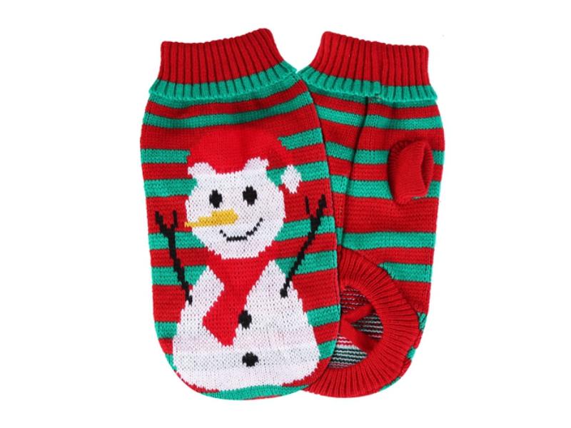 Picture of Fresh Fab Finds FFF-Snowman-S-GPCT4514 Turtleneck Christmas Clothes Snowman Stripes Costume Winter Holiday Sweater for Small Medium Kitten Puppy Cats & Dogs&#44; Multi Color - Small