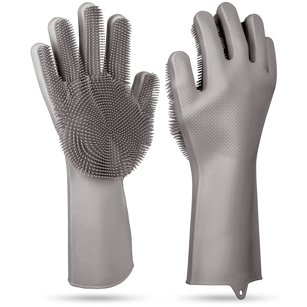 Picture of Fresh Fab Finds FFF-Grey-GPCT1944 1 Pair Silicone Dishwashing Gloves | Cleaning Sponge Scrubber | Heat Resistant | Pet Safe | Wash Gloves