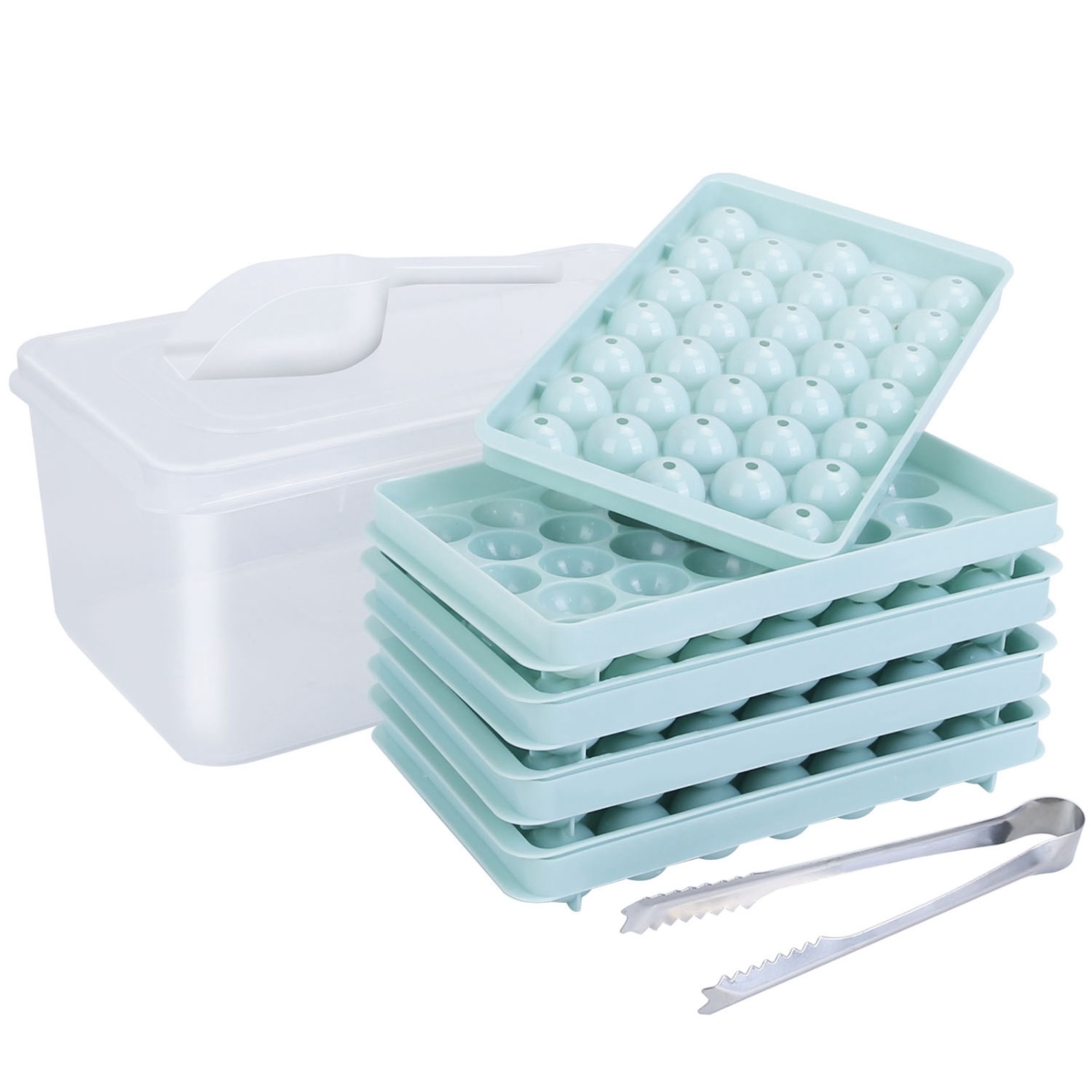 Picture of Fresh Fab Finds FFF-Blue-GPCT4080 Small Ice Cube Trays - 4 Packs&#44; Mini Circle Tray with Lid&#44; Round Ice Ball Maker Mold. 132Pcs Ice Cubes&#44; Perfect for Chilling Drinks.