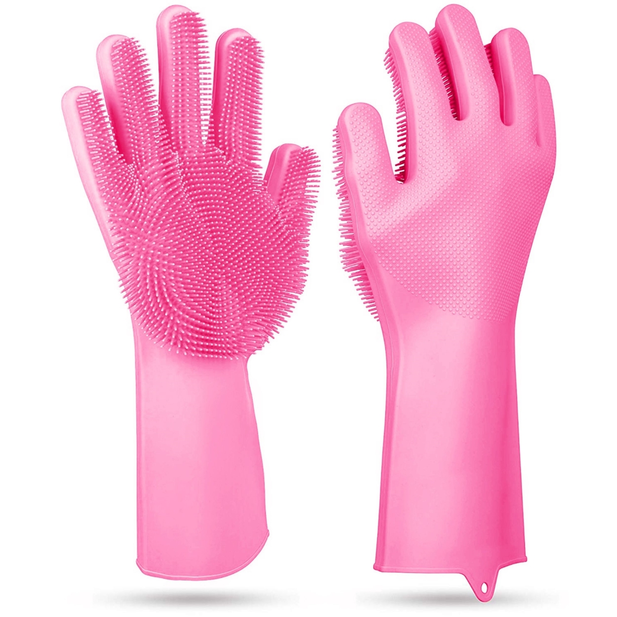 Picture of Fresh Fab Finds FFF-Pink-GPCT1944 1 Pair Silicone Dishwashing Gloves | Cleaning Sponge Scrubber | Heat Resistant | Pet Safe | Wash Gloves
