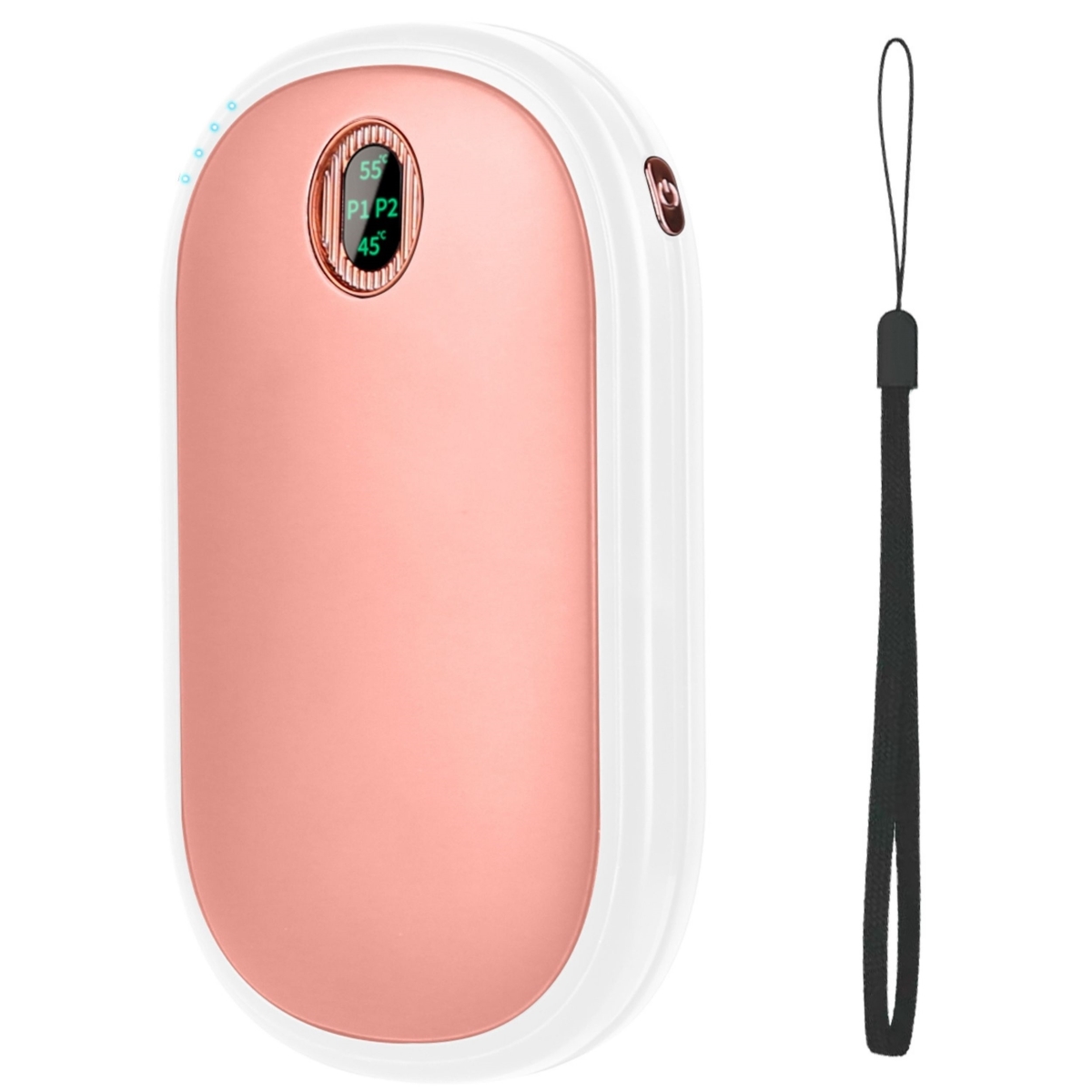 FFF-Pink-GPCT3782 Pocket Warmer Power Bank, Rechargeable Hand Heater with Digital Display, 2 Heat Levels, Double-sided Heating -  Fresh Fab Finds