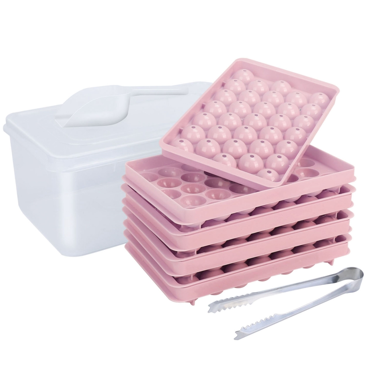 Picture of Fresh Fab Finds FFF-Pink-GPCT4080 Small Ice Cube Trays - 4 Packs&#44; Mini Circle Tray with Lid&#44; Round Ice Ball Maker Mold. 132Pcs Ice Cubes&#44; Perfect for Chilling Drinks.