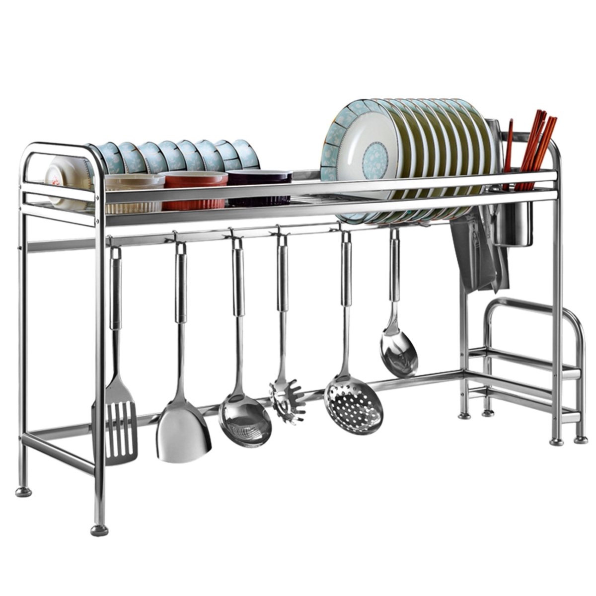 Picture of Fresh Fab Finds FFF-GPCT2510 Sink Drying Rack w/ Shelf Stainless Steel Countertop Organizer  - Holds Bowls&#44; Dish&#44; Chopping Board&#44; Cutlery