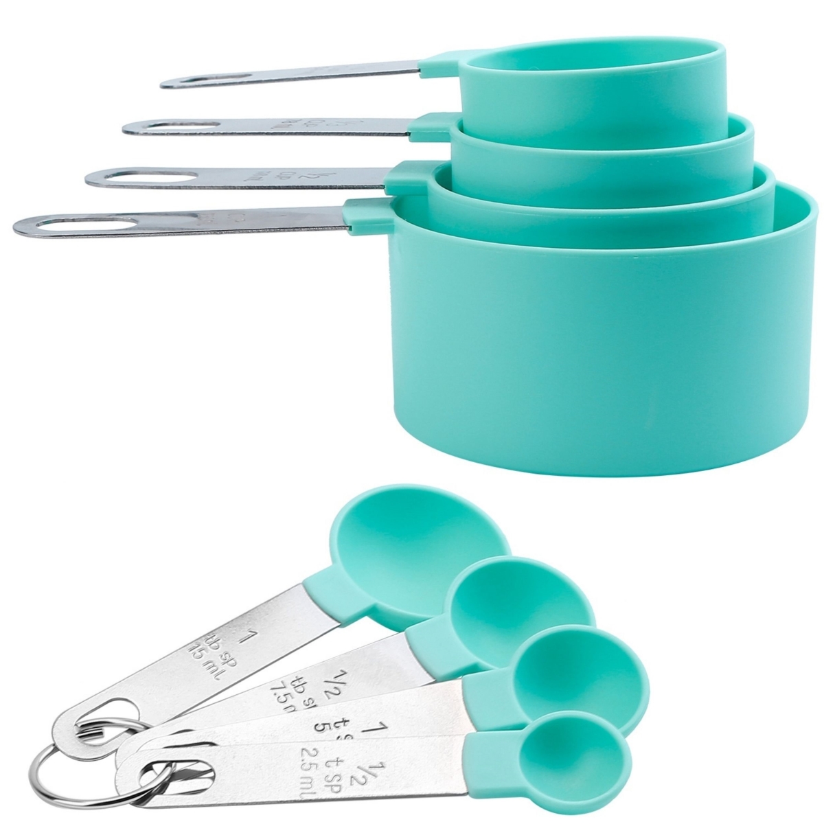 Picture of Fresh Fab Finds FFF-GPCT2538 8Pcs Plastic Measuring Spoons & Cups Set for Cooking Baking Coffee - Kitchen Utensil Tools&#44; Scale Teaspoon Tablespoon