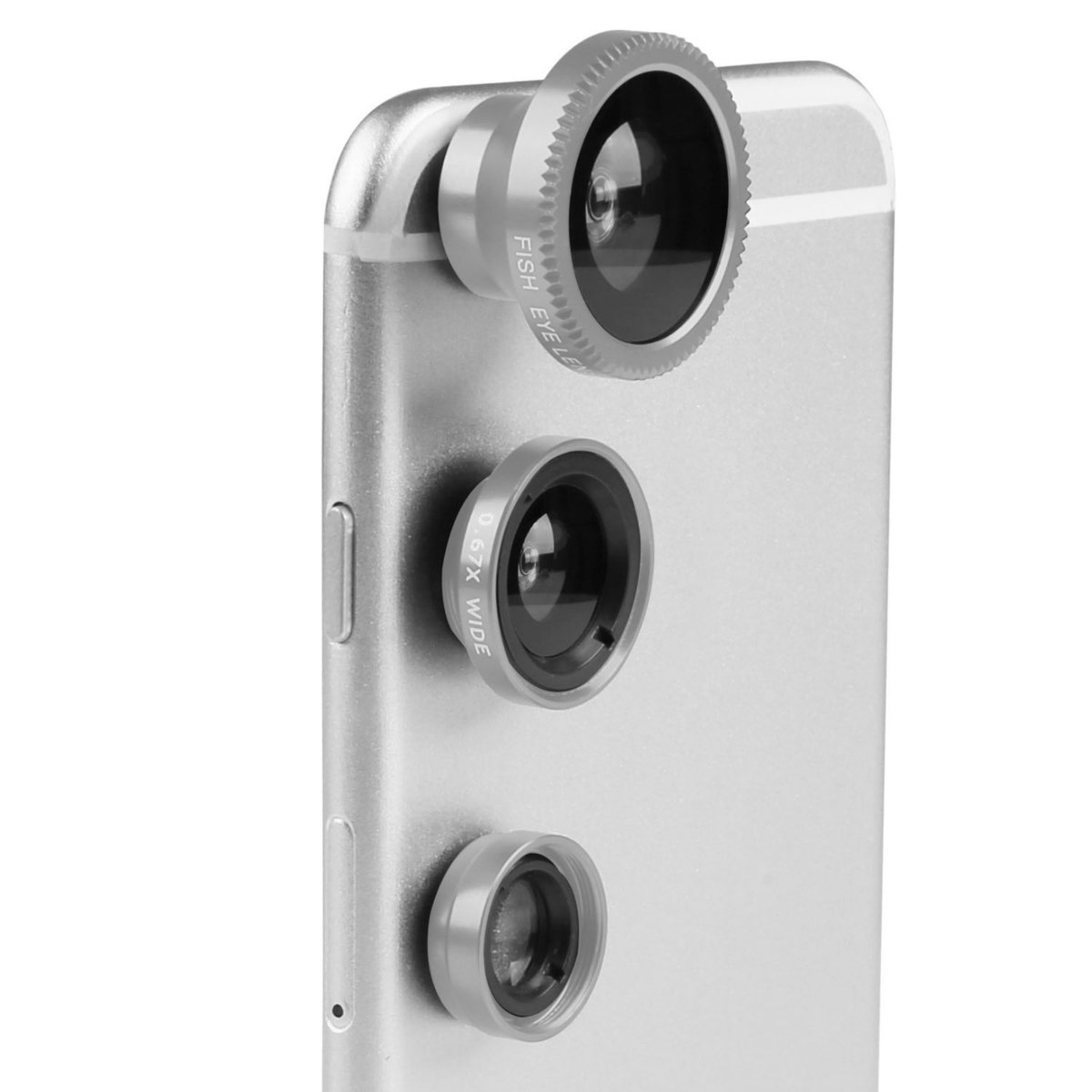 Magnetic Phone Camera Lens Kit: 180Fisheye Lens, 0.67xWide Angle, 10X Macro Lens for iPhone X/8/7/6s, Samsung Galaxy S10/S9 -  Fresh Fab Finds, FFF-Silver-GPCT642