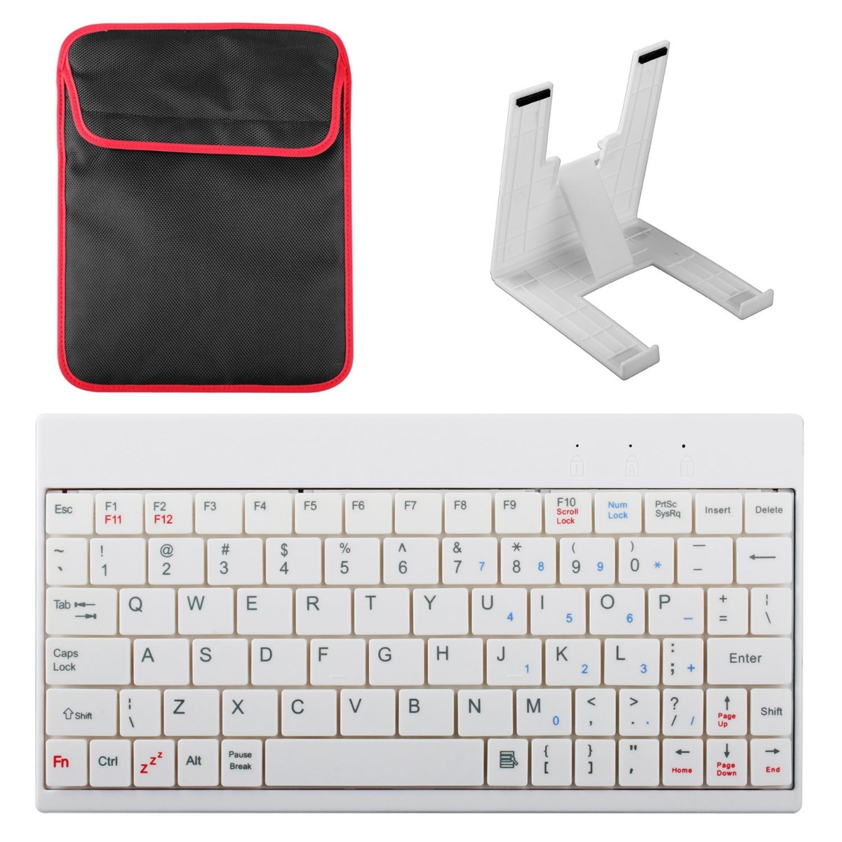 Picture of Fresh Fab Finds FFF-White-GPCT230 80 Keys Mini USB Wired Keyboard with Carry Bag and Tablet Stand for Android & Windows Tablet