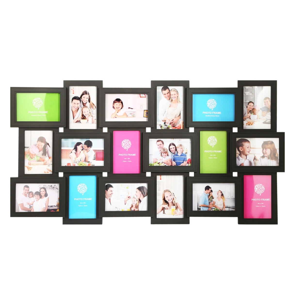 Picture of Fresh Fab Finds FFF-18PBlack-GPCT1500 12/18 Collage Photo Frames | 4&apos;x6&apos; | Glass Protection | Wall Mount | Home Decor