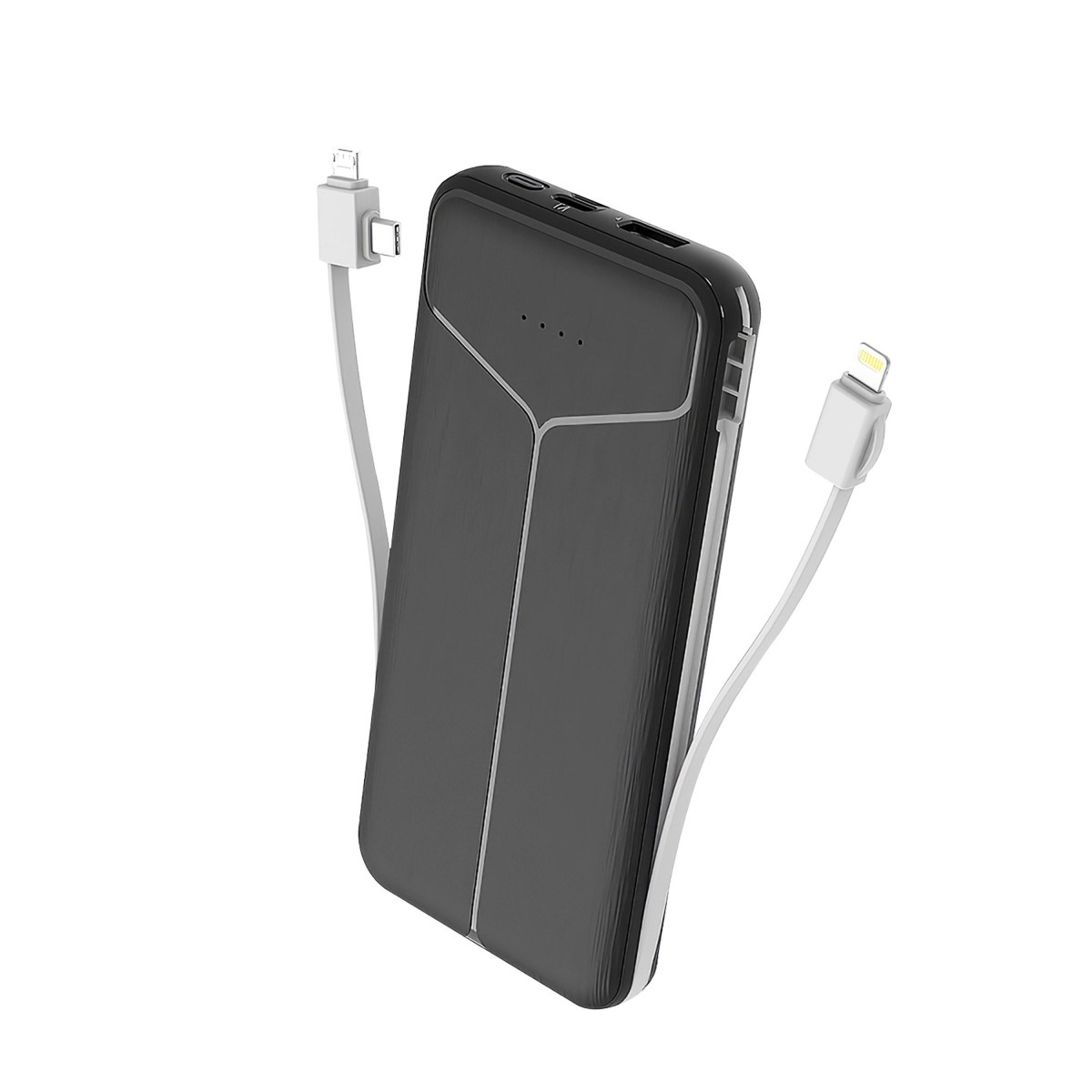 FFF-Black-GPCT4557 10000mAh Power Bank Portable Charger with 4 Outputs & 3 Inputs, Black - One Size