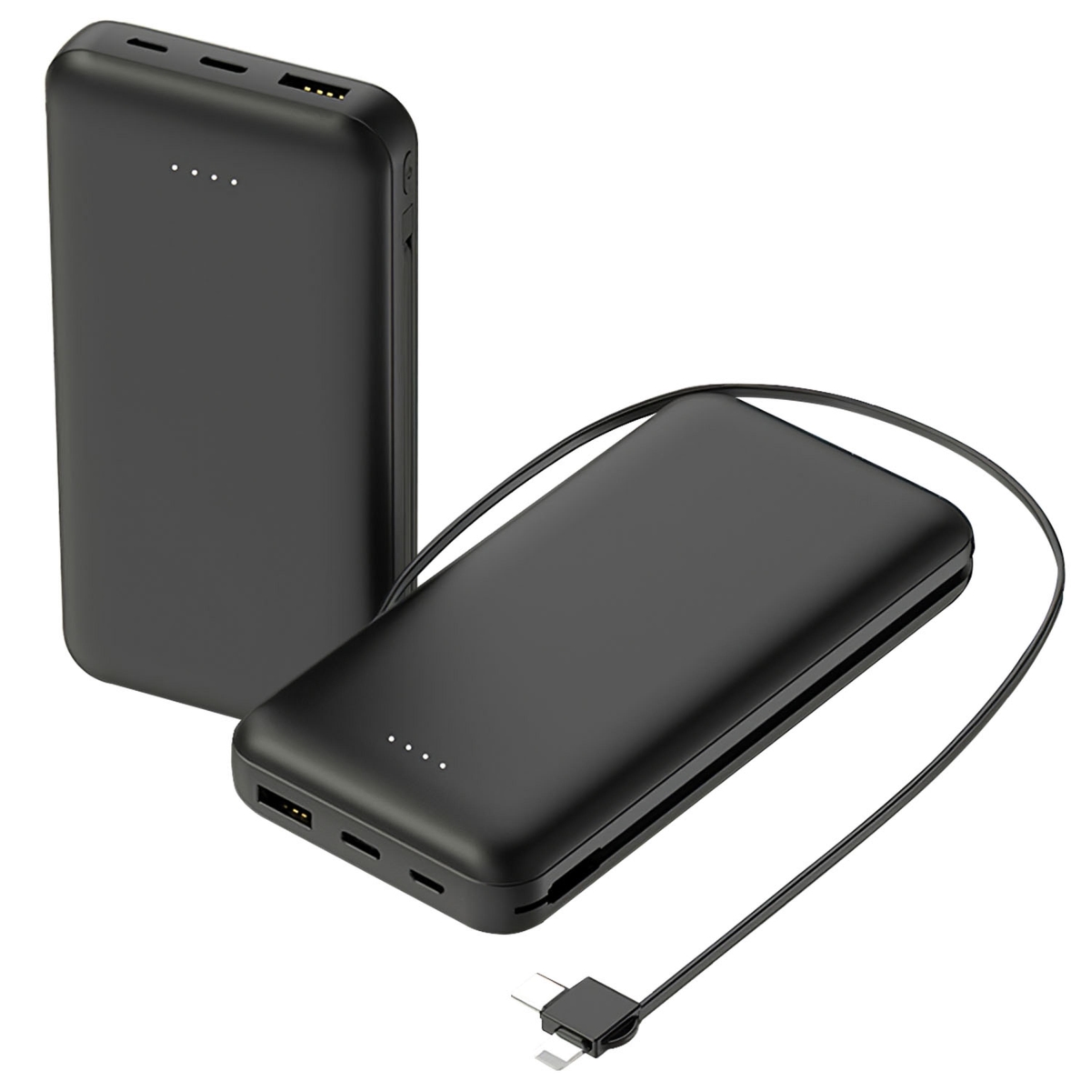 FFF-Black-GPCT4599 10000mAh Power Bank, Portable Phone Charger Type-C USB Cable Fit for IOS Phone 14 Android - Black - One Size