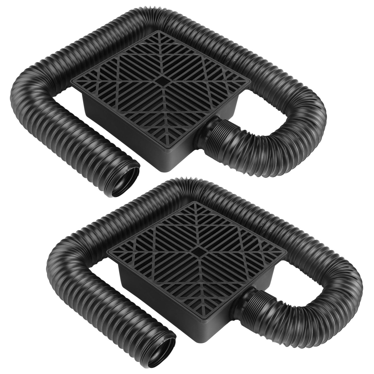 FFF-GPCT4633 Gutter Downspout Extension, Low Profile with 4.9 ft. Flexible Hose for House Foundation - Black - One Size - 2 Piece
