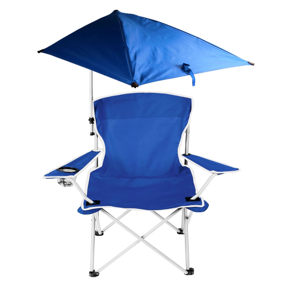 FFF-Blue-GPCT4106 Foldable Beach Chair with Detachable Umbrella for Camping Poolside - Blue - One Size