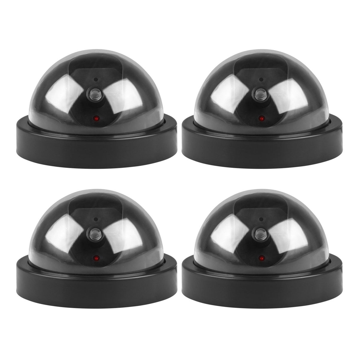 FFF-GPCT1103 Fake Security Dome Dummy Camera with Realistic Looking Flash LED Lights, Black - One Size - Pack of 4