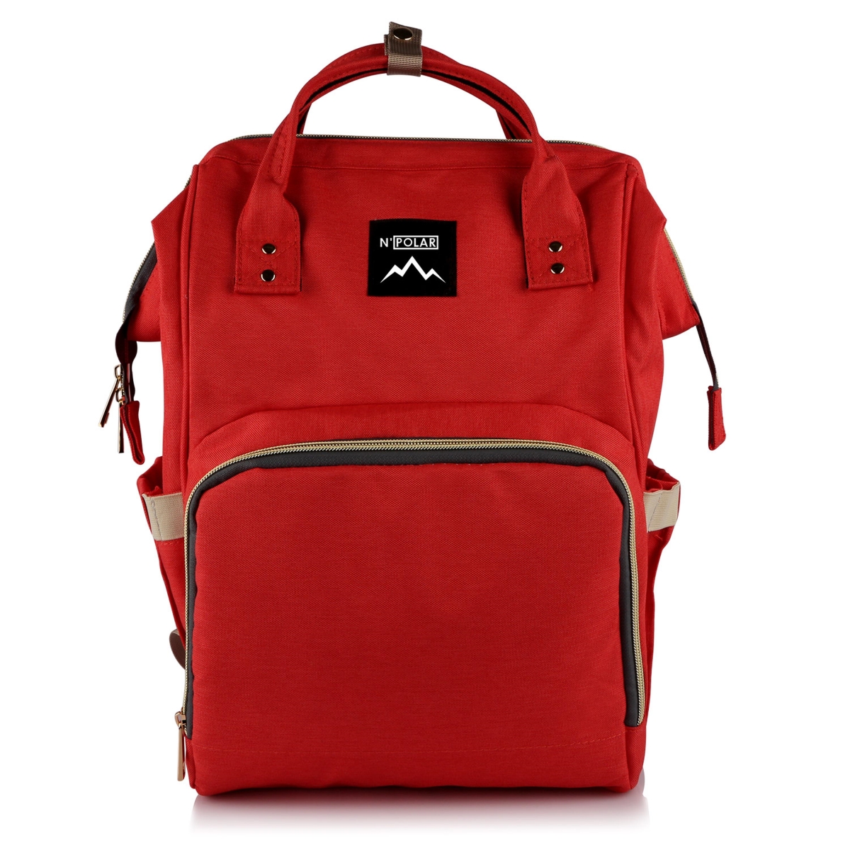 Mummy Diaper Bag Backpack, Water-Resistant Large Capacity Travel Nappy Backpack Baby Nursing Handbag for Mom Dad Baby Care - Red - One Size