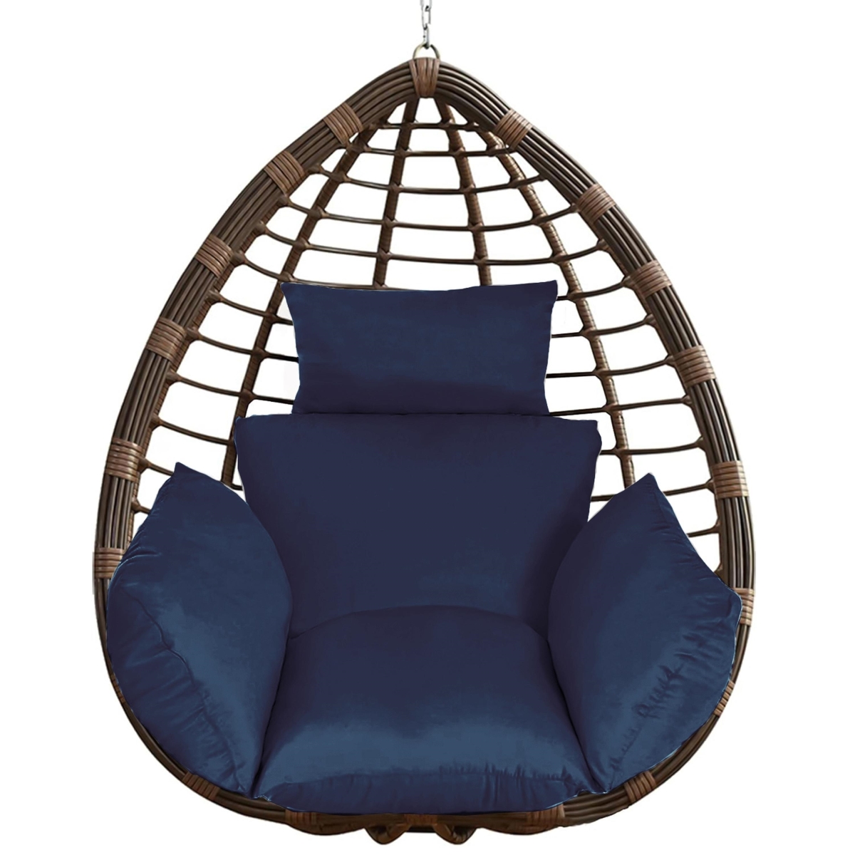 FFF-Navy-GPCT4459 Hanging Basket Seat Thicken Soft Swing Pad Hanging Egg Chair Cushion with Headrest - Navy - One Size