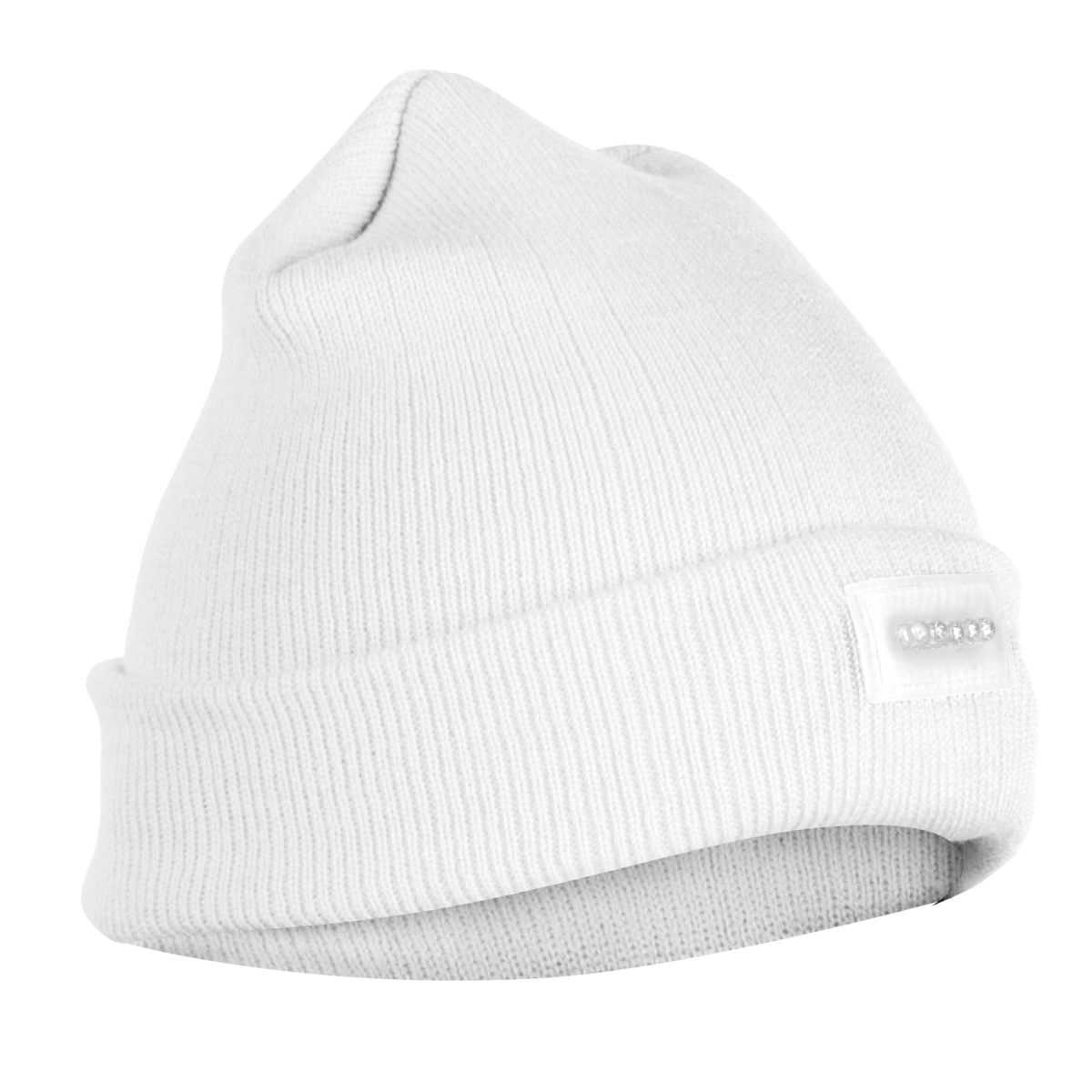 FFF-White-GPCT800 Unisex 5 LED Knitted Beanie Winter Warm Hat, Camping Jogging Running Cap Headlamp - White - One Size