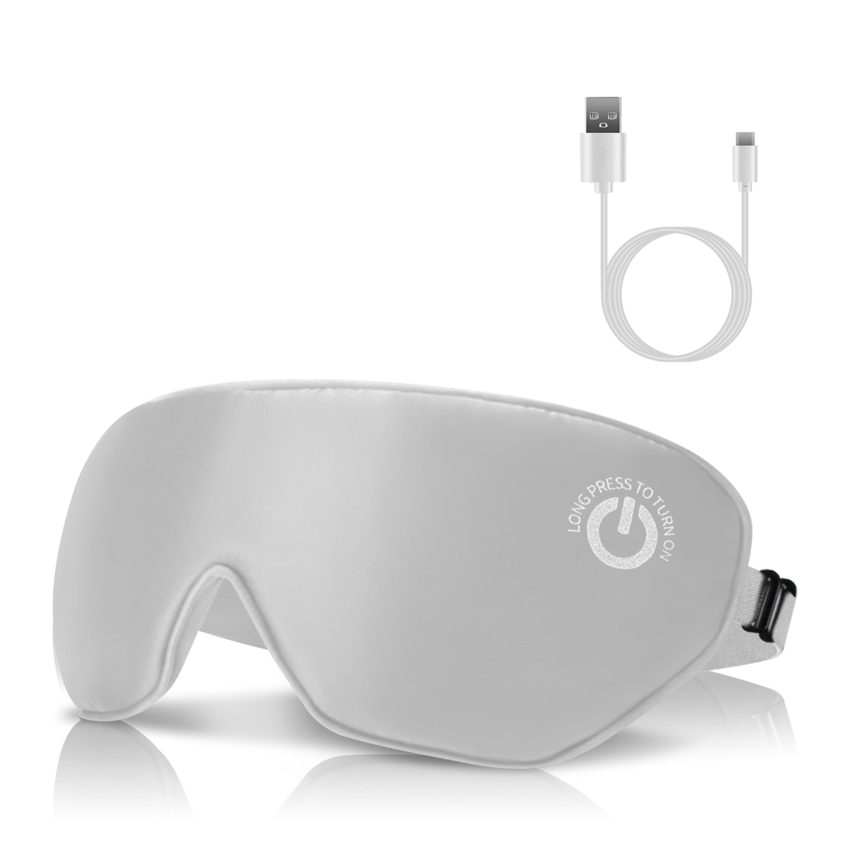 FFF-Grey-GPCT5150 Silk Washable Type-C Cordless Heated Eye Mask, Gray