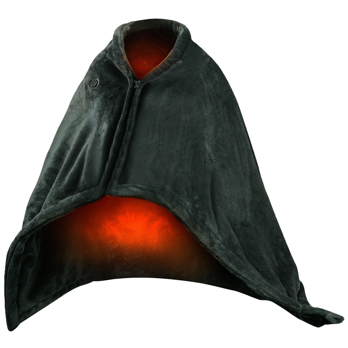 FFF-Standard-GPCT3825 USB Heated Blanket, Electric Poncho Shawl, Washable, 59 x 31 in., for Home & Office - Black - Standard