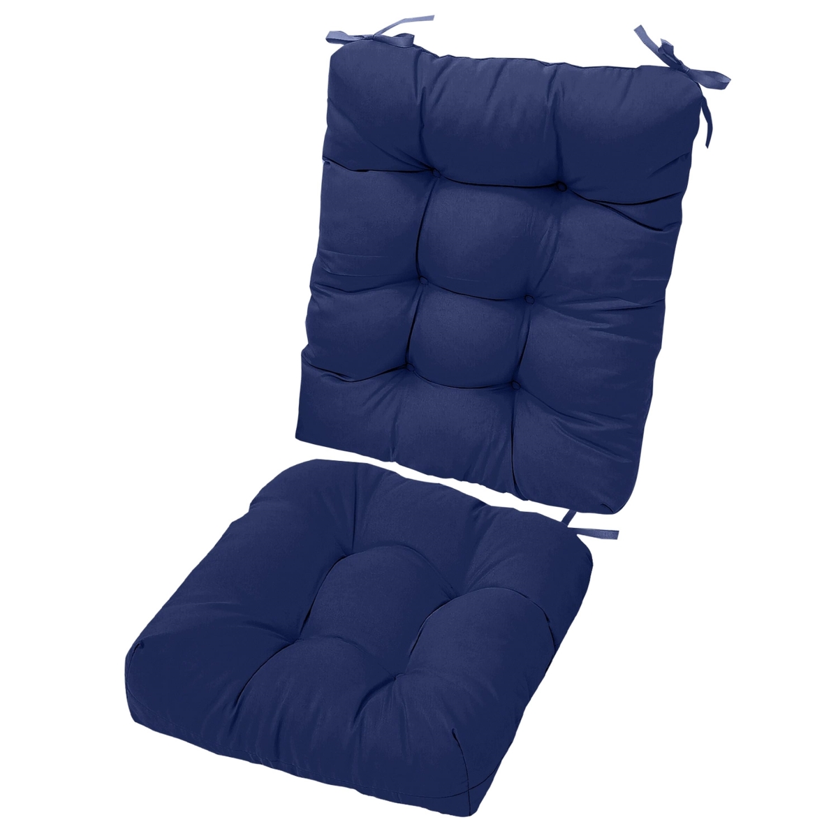 FFF-NavyBlue-GPCT5132 Rocking Chair Cushion Set, Non-Slip Ties, Comfortable, Indoor Use - Navy Blue - 2 Piece