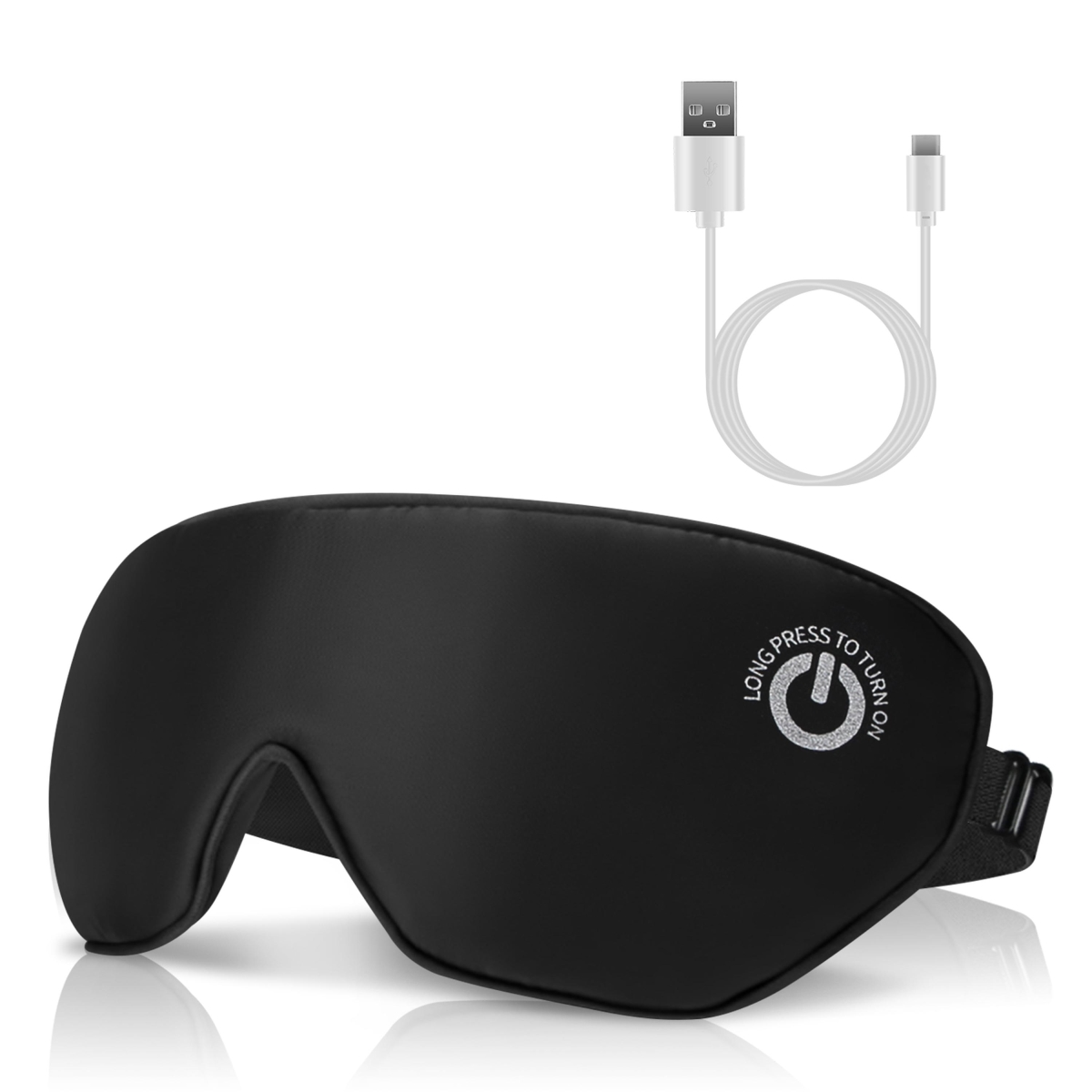 FFF-Black-GPCT5150 Silk Washable Type-C Cordless Heated Eye Mask - Black