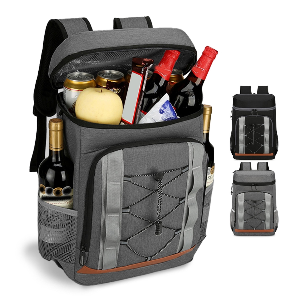 FFF-Grey-GPCT5311 Cooler Backpack, 36-Can Insulated Leakproof, 6.6 gal for Beach Travel - Gray - One Size