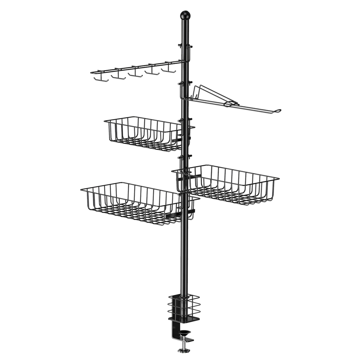 Picture of Fresh Fab Finds FFF-GPCT4793 Griddle Caddy with Paper Towel Holder, Hook Baskets BBQ Accessories Storage Rack Vertical Standing BBQ Organizer Grill Utensil Storage Fit - Gray - One Size