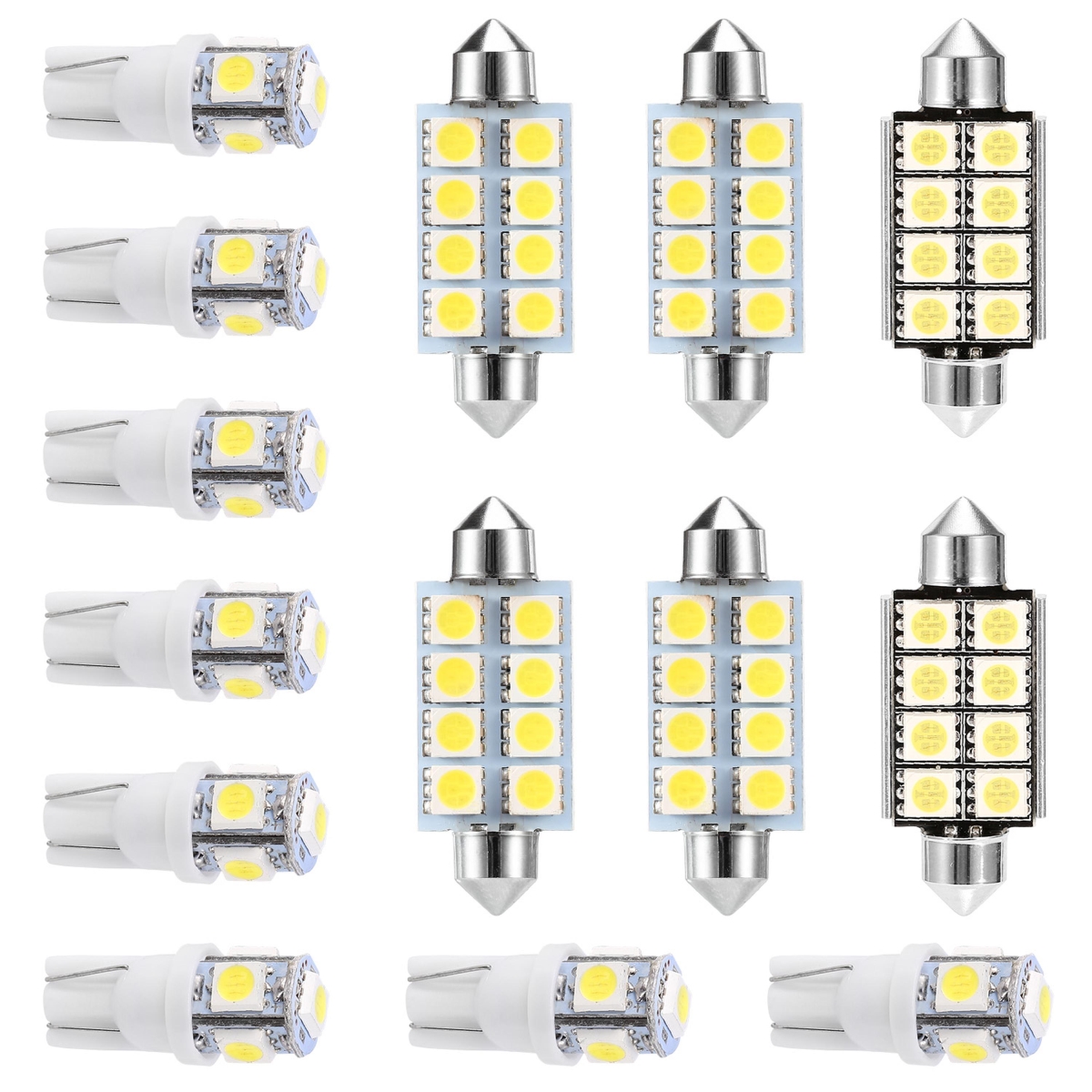 T10 41 mm Festoon LED Light Bulb Interior Dome Map LED Lights License Plate Trunk Side Positioning Lights, 6000K - White - One Size - 14 Piece