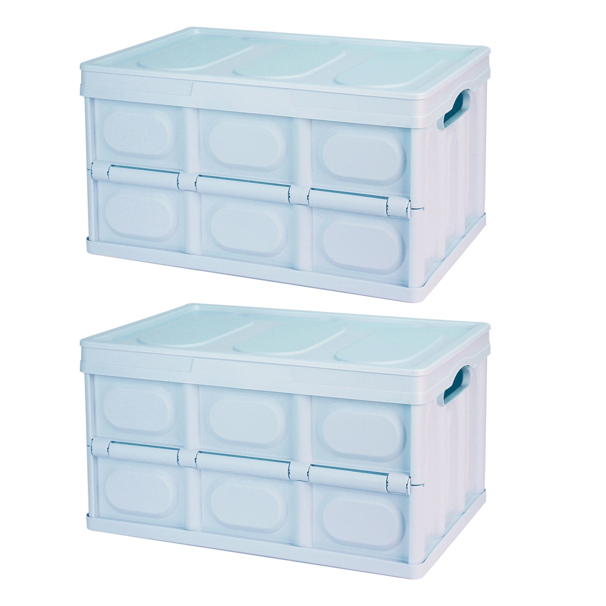 FFF-56L-Blue-GPCT4732 56L Collapsible Storage Bins with Dustproof Lid, Blue - 2 Piece