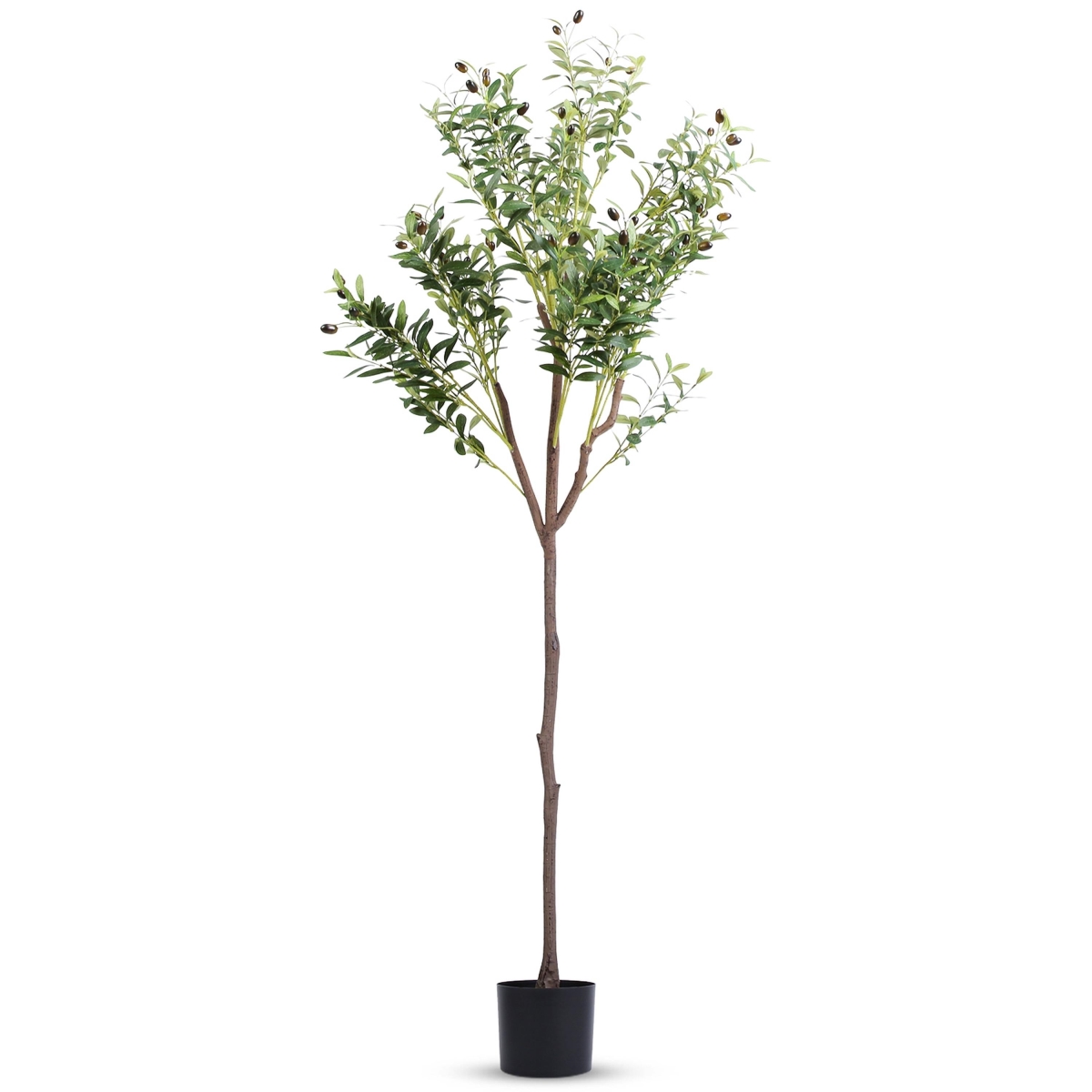 FFF-180CM-GPCT4862 5.9 ft. Artificial Olive Tall Tree with Lush Branches & Fruits, Black