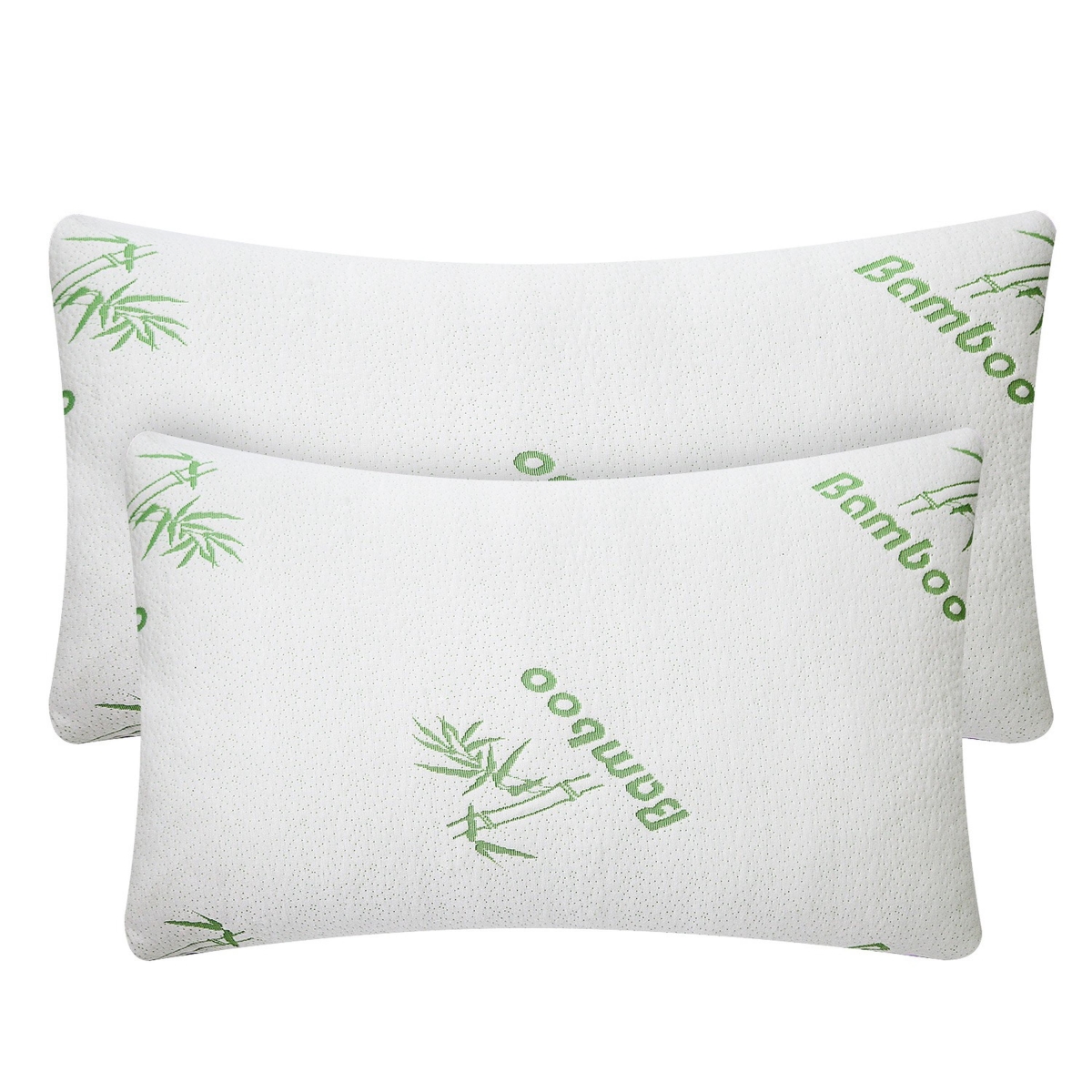 Bamboo Memory Foam Pillow, Hypoallergenic Bed Pillow for Head Neck Rest Sleeping Shredded Pillow Washable Cover - White - King Size - 2 Piece