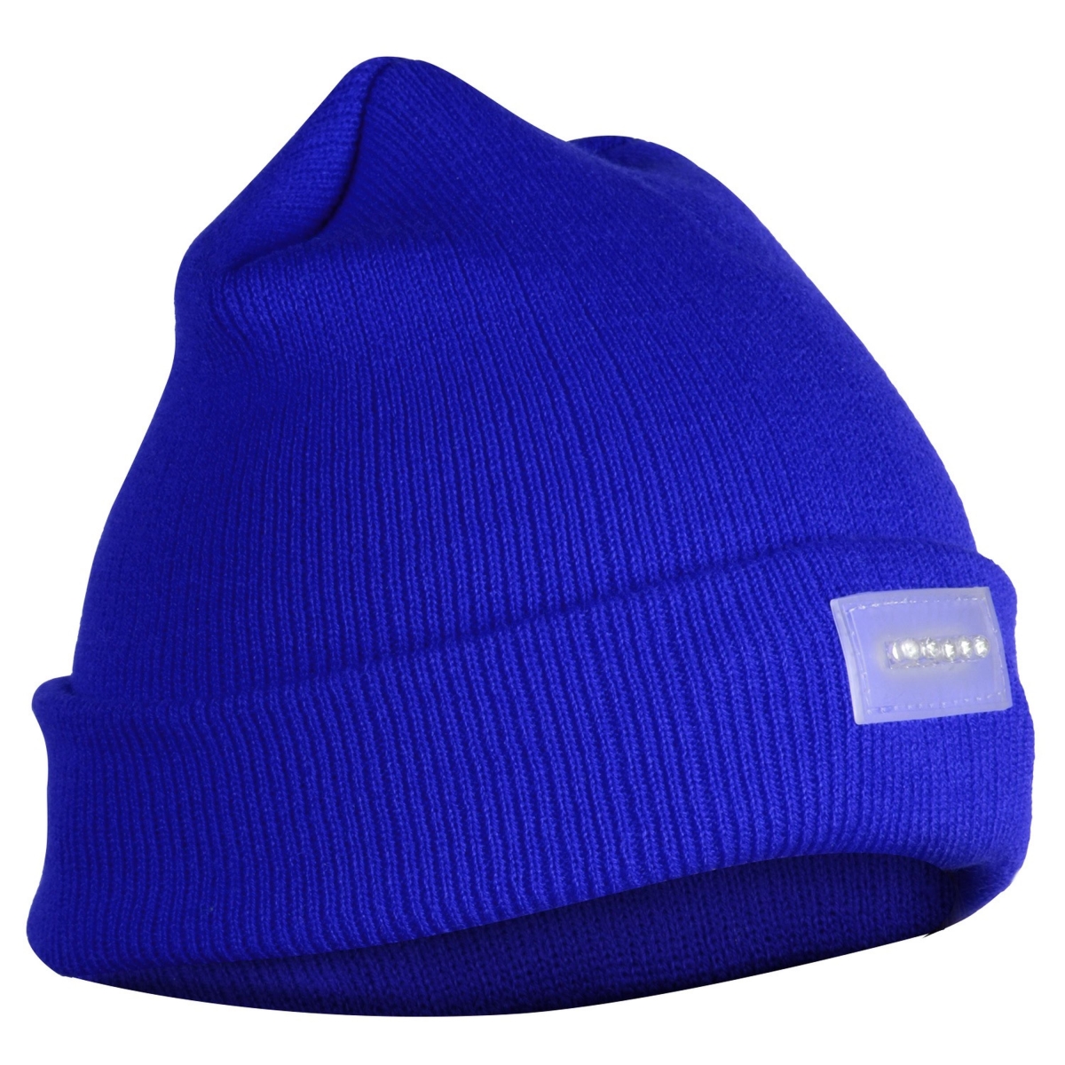 FFF-Blue-GPCT800 Unisex 5 LED Knitted Beanie Winter Warm Hat, Camping Jogging Running Cap Headlamp - Blue - One Size