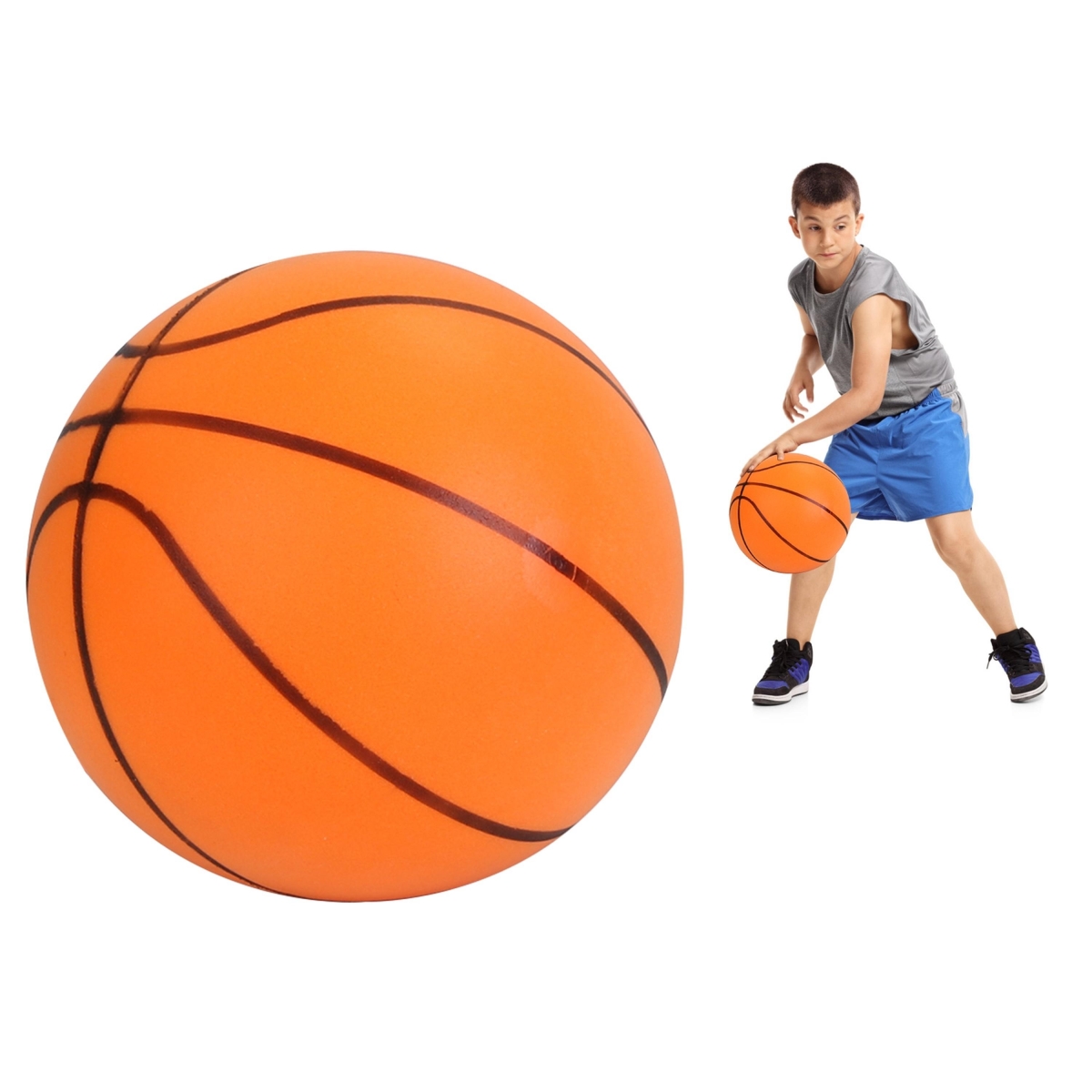 FFF-NoHoop-GPCT4765 High Density Foam Indoor Low Noise Training Silent Basketball, Multi Color - One Size