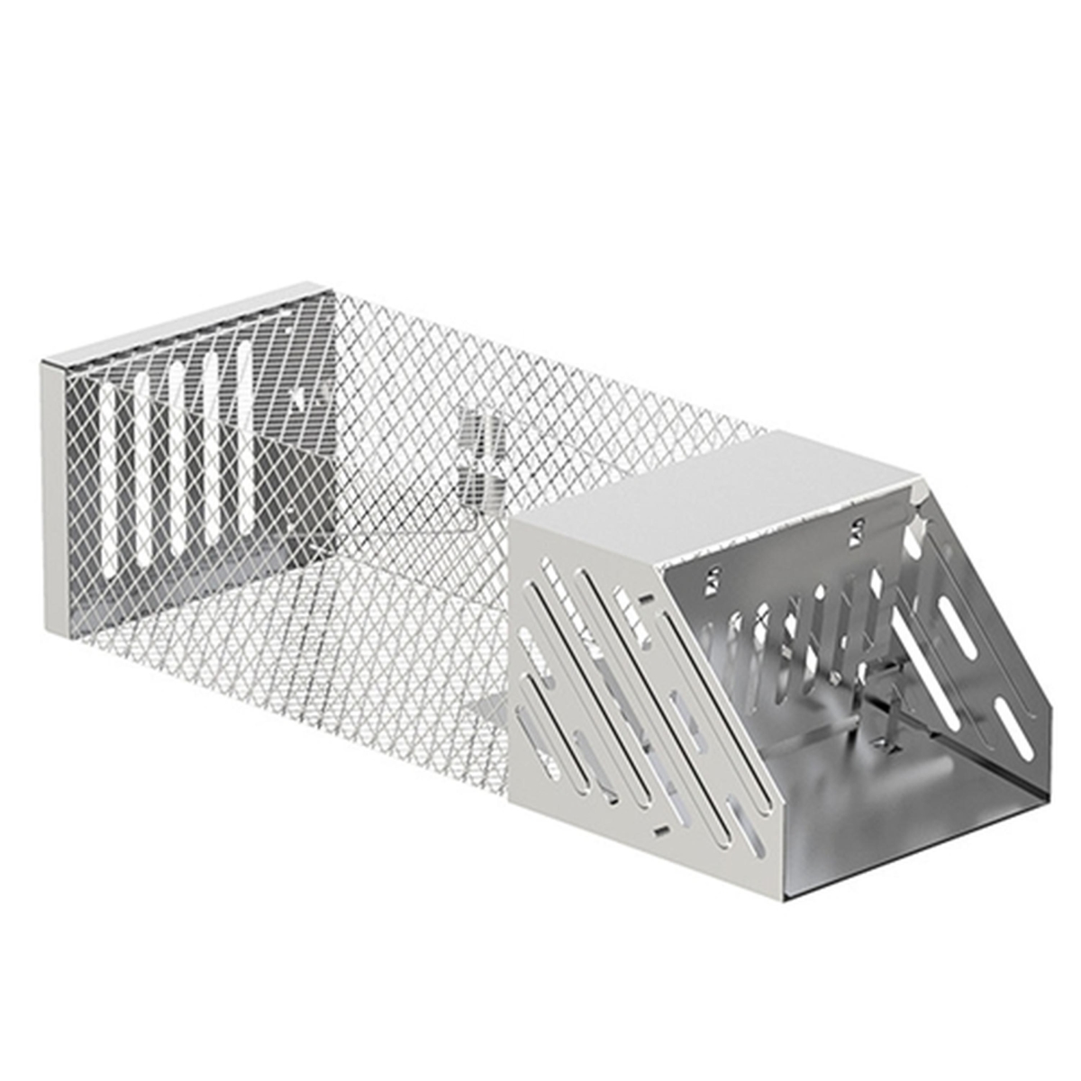 FFF-39-14-11CM-GPCT5099 Automatic Rat Trap, Single Door Humane Mouse Cage for Small Rodents, Indoor & Outdoor - Gray - 39 x 14 x 11 cm