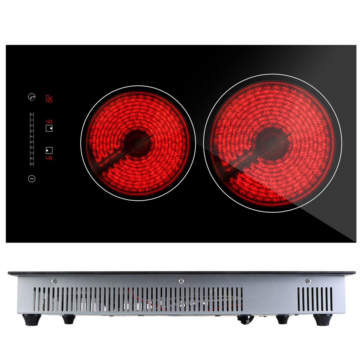 Picture of Fresh Fab Finds FFF-GPCT4363 Dual Induction Burners Electric Cooktop, 110V, 1900W, Ceramic Stove with Timer - Black
