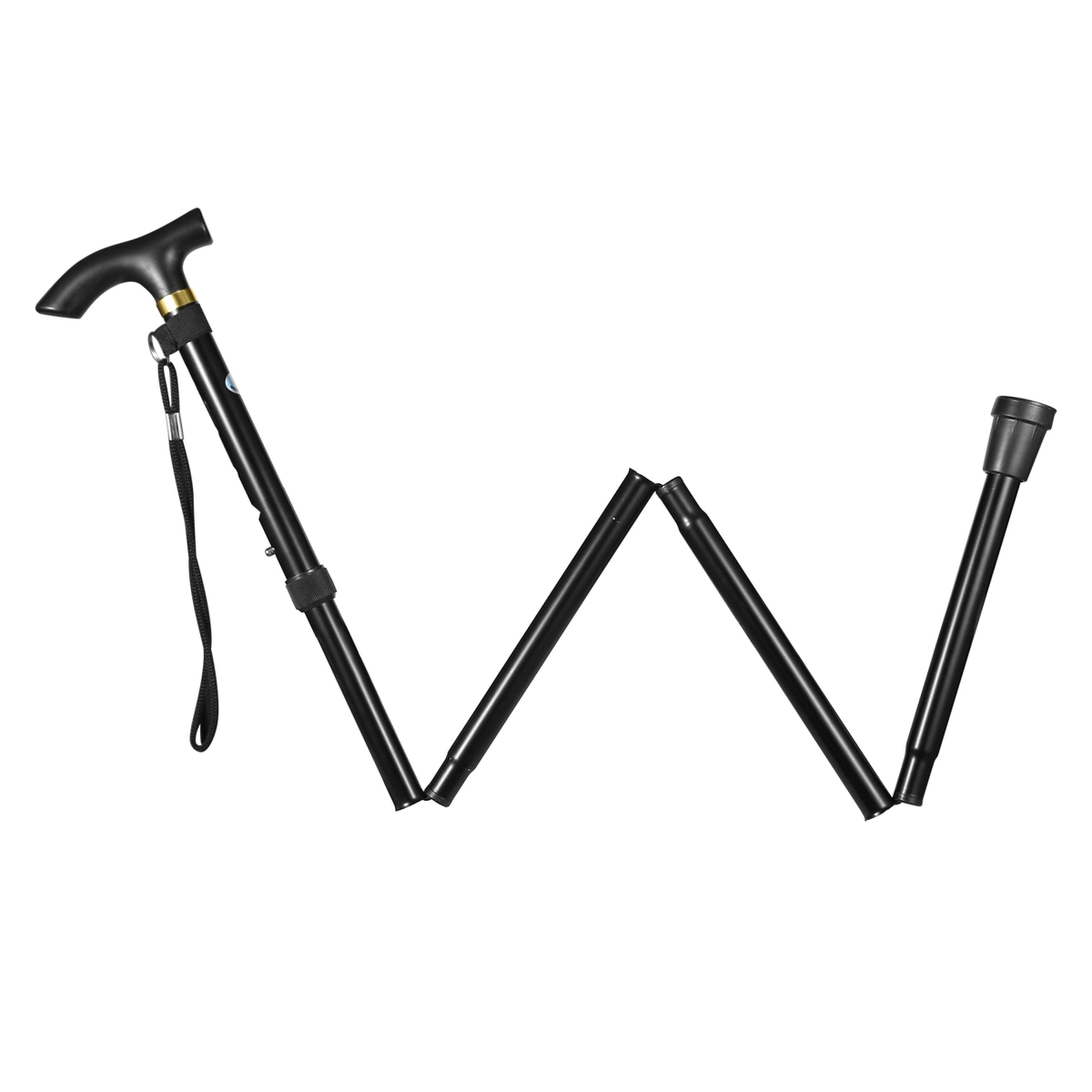 FFF-Black-GPCT1175 Walking Cane, Aluminum Alloy Stick Adjustable Folding Travel Hiking Stick Anti-Slip - Black - One Size