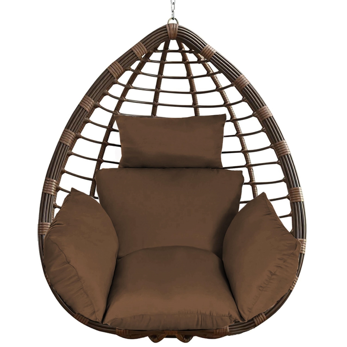 FFF-Coffee-GPCT4459 Hanging Basket Seat Thicken Soft Swing Pad Hanging Egg Chair Cushion with Headrest - Coffee - One Size