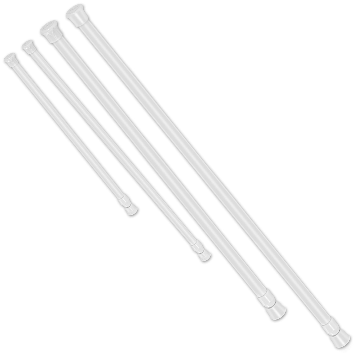 Tension Curtain Rod, Spring Load Adjustable Curtain Pole Heavy-Duty Steel 4 Sizes for Bathroom Wardrobe Kitchen Balcony - White - 200 cm