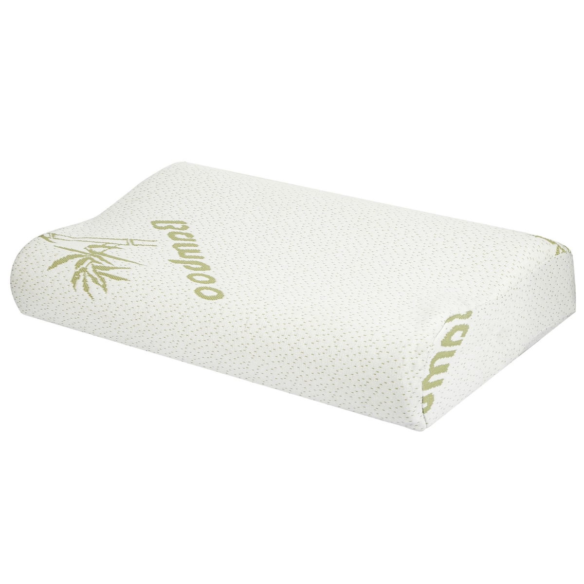 FFF-GPCT2129 Bamboo Memory Foam Sleep Pillow, Contoured Cervical Orthopedic Neck Support Breath Pillow - White - One Size