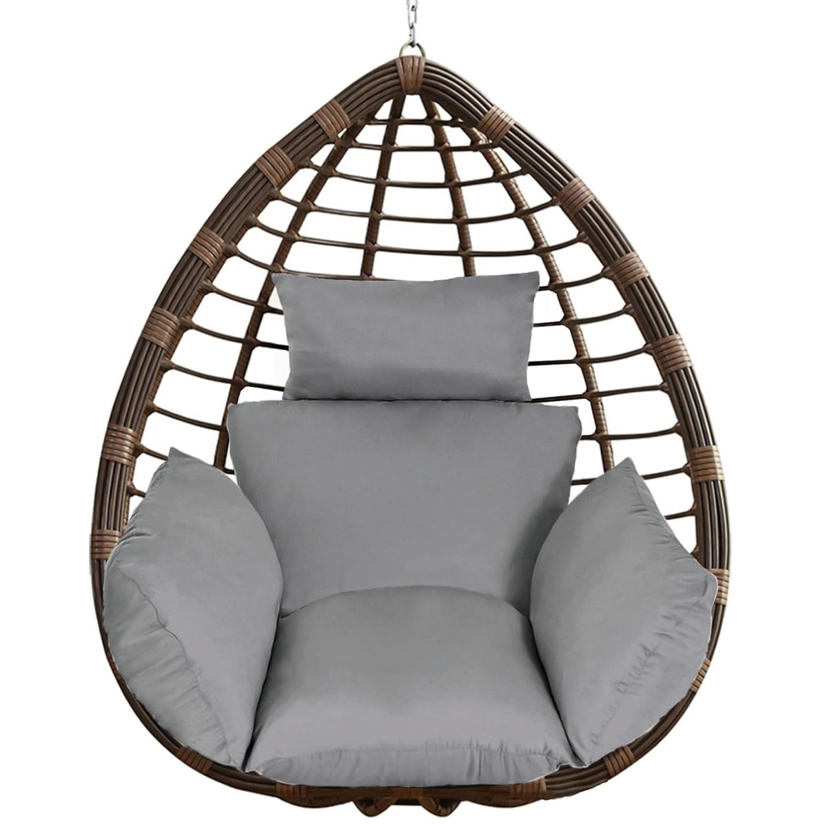 FFF-Grey-GPCT4459 Hanging Basket Seat Thicken Soft Swing Pad Hanging Egg Chair Cushion with Headrest - Gray - One Size