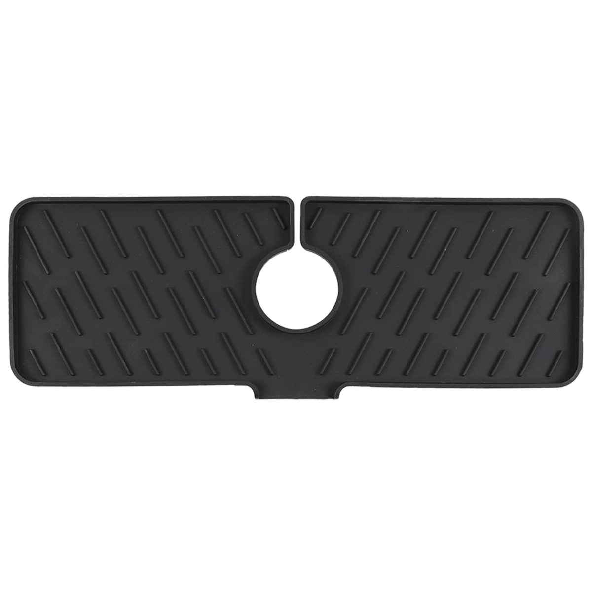 FFF-Black-GPCT3568 Silicone Faucet Mat, Kitchen Sink Splash Guard Drain Mat Drying Pad Kitchen Mat Bathroom Drip Catcher - Black - One Size