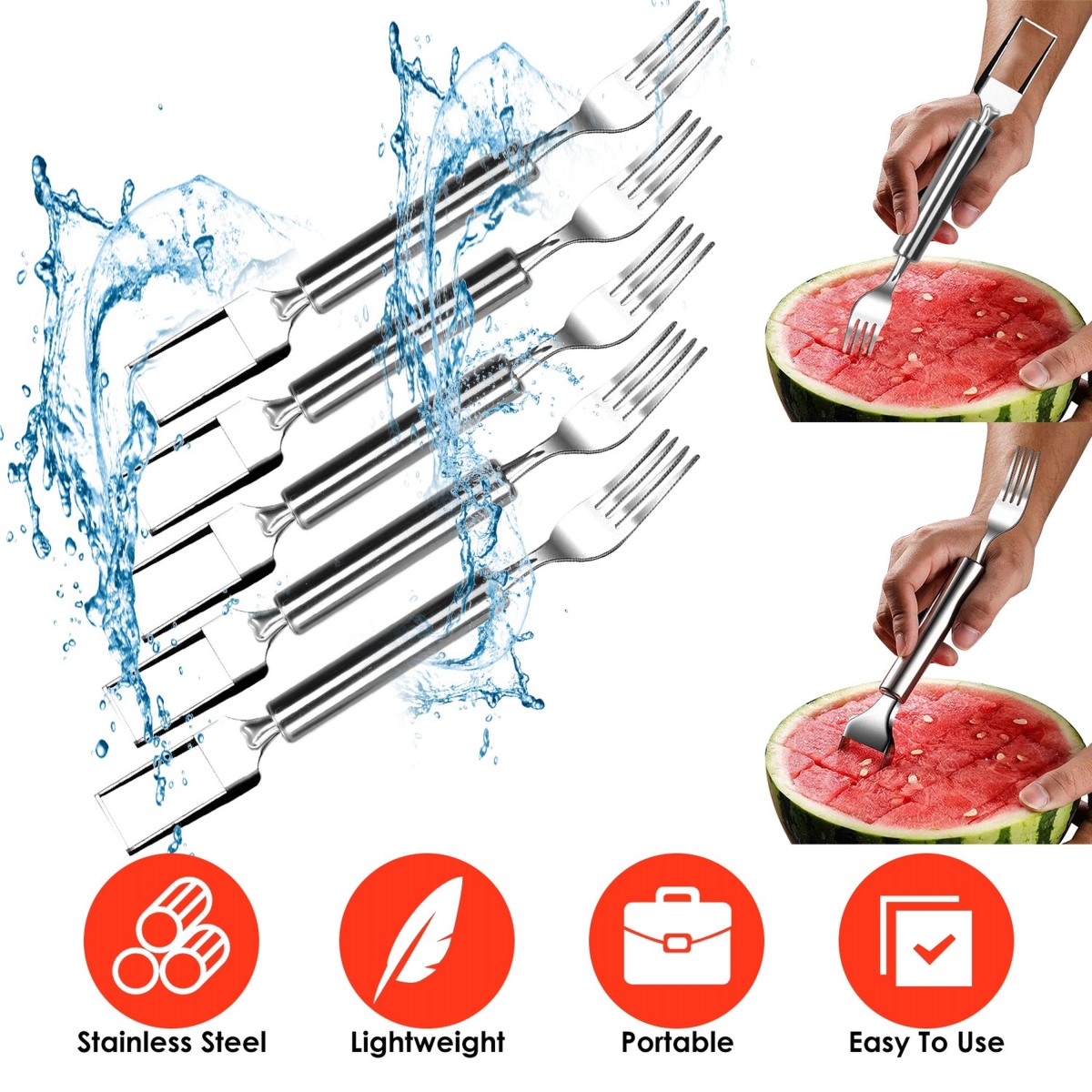 Picture of Fresh Fab Finds FFF-GPCT4974 2 in 1 Watermelon Cutter Slicer for Summer Family Gathering Friend Party Camping - Gray - One Size - 5 Piece