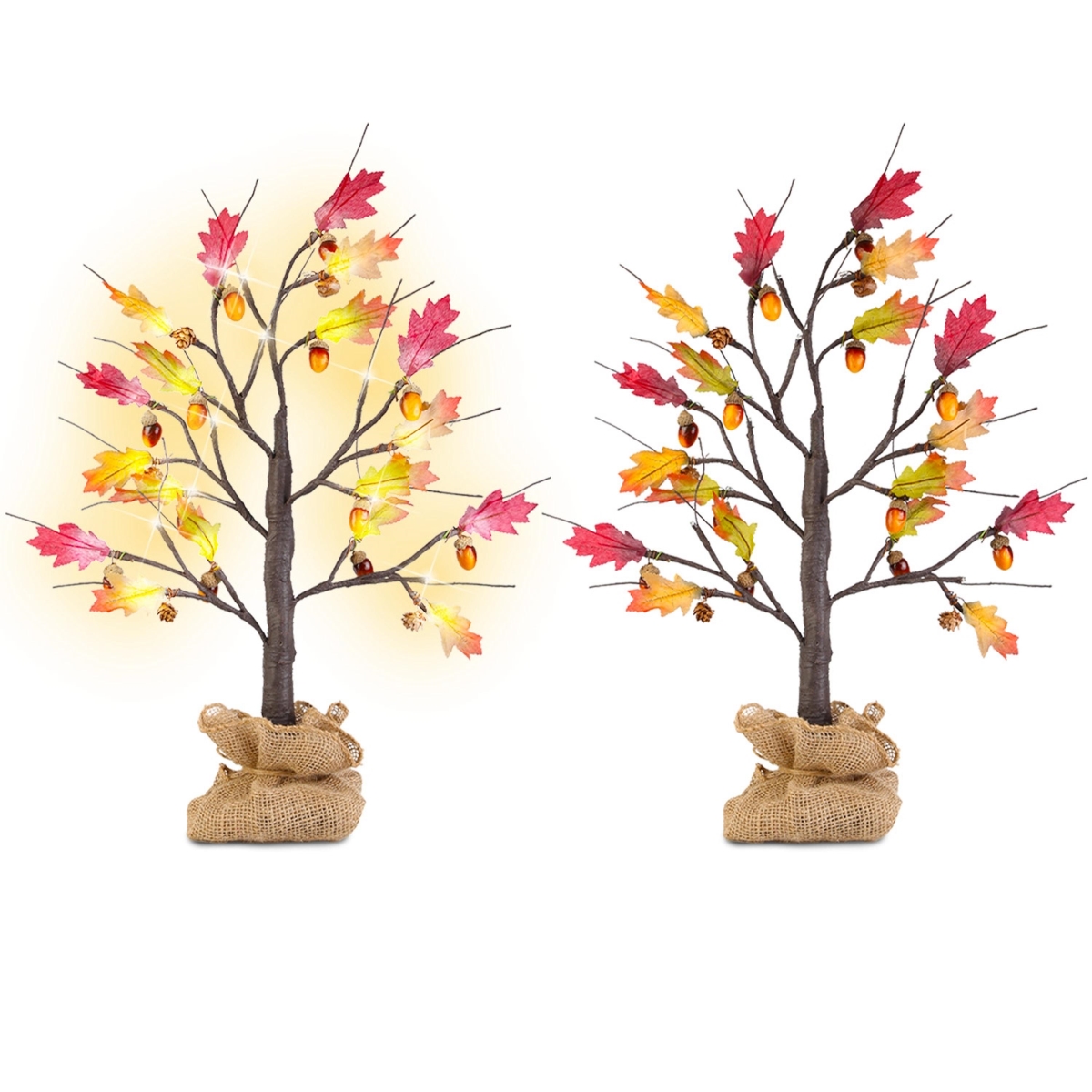 FFF-GPCT5078 2 ft. Artificial Lighted Maple Tree, Multi Color - 2 Piece