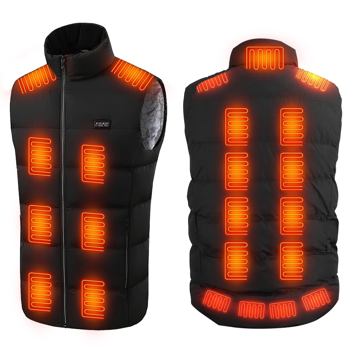 FFF-S-GPCT5180 USB Powered with 23 Heating Zones Heated Vest for Men & Women, Black - Small