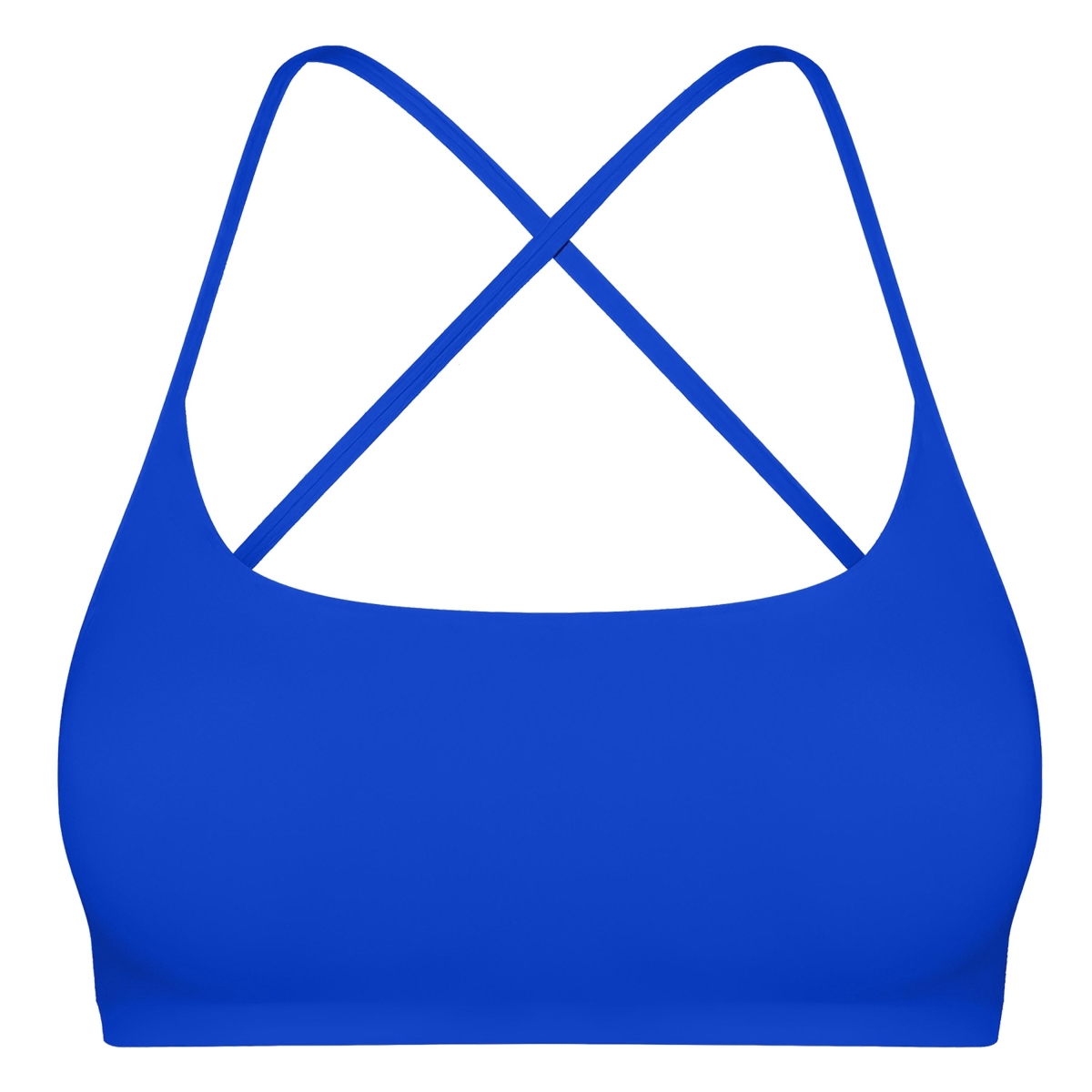 FFF-Blue-L-GPCT4931 Womens Cross Back Sports Bra, Open Back, Thin Straps, Low Impact - Blue - Large
